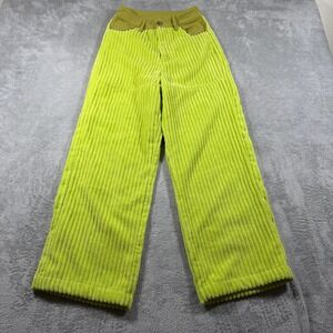 Somewhere Nowhere Thick Corduroy Pants Womens 24 Lime Green Wide Leg High Rise